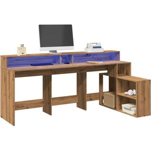 vidaXL LED-Schreibtisch Artisan-Eiche 200x104x91 Holzwerkstoff