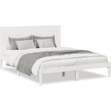 vidaXL Bedframe extra lang zonder matras massief hout wit 140x220 cm