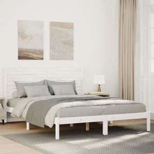 vidaXL - Bedframe - Wit - Massief Hout - Extra Lang 160x210 cm