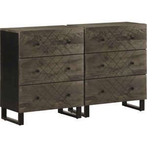 vidaXL - Dressoirs - 2 - stx33x75 - cm - massief - mangohout - zwart
