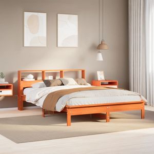 vidaXL Massivholzbett ohne Matratze Wachsbraun 140x190 cm Kiefernholz