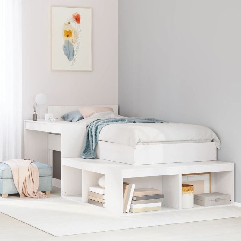 vidaXL - Bedframe - zonder - matras - massief - grenenhout - witx190 - cm