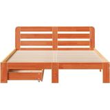 Massivholzbett ohne Matratze Wachsbraun 140x200 cm Kiefernholz Vidaxl