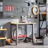 Werkbank - Massief Eikenhout - Gepoeerd Coated Metaal - Groot Werkgebied