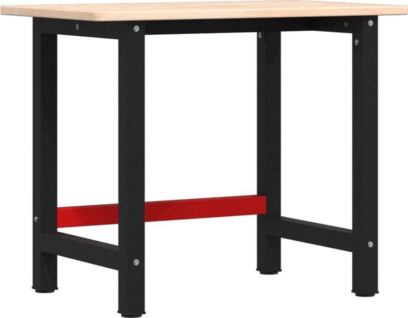 Werkbank - Massief Eikenhout - Gepoeerd Coated Metaal - Groot Werkgebied