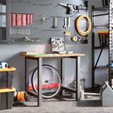 Werkbank - Massief Eikenhout - Geplateerd Metaal - Groot Werkgebied