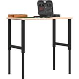 Werkbank - Massief Eikenhout - Gepubliceerd Metaal - Groot Werkgebied