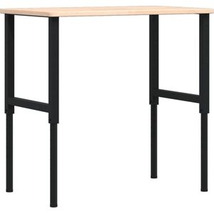 Werkbank - Massief Eikenhout - Gepubliceerd Metaal - Groot Werkgebied