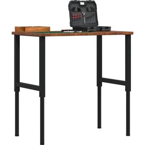 Werkbank - Massief Eikenhout - Gepoeerd Metaal Frame - Groot Werkgebied