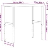 vidaXL - Werkbank - Donkerbruin - Eikenhout - 100x60 cm