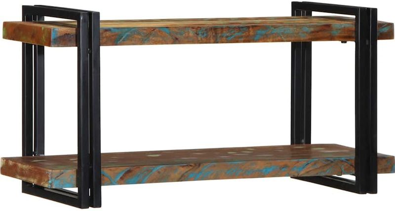 vidaXL - Wandschap - Massief Gerecycled Hout - Meerkleurig