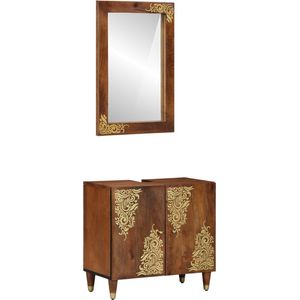 vidaXL Badkamermeubelset - Ruw Mangohout - 2-delig - Art Deco Design