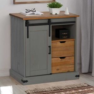 vidaXL - HALDEN - Dressoir - Grijs - Massief Hout