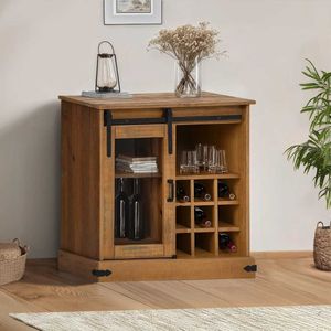 vidaXL - HALDEN - Dressoir - Massief Hout - Schuifdeur - 80x40x80 cm