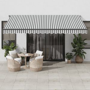 vidaXL - Luifel - automatisch - uittrekbaar - 450x300 - cm - antracietkleur - en - wit