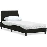 vidaXL - Bed - met - matras - stof - zwart - 90x190 - cm