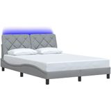 vidaXL - Bedframe - met - LED - zonder - matras - stofx200 - cm - lichtgrijs