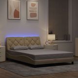 Vidaxl - Bettgestell mit led ohne Matratze Creme 140x200 cm Stoff