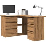 vidaXL Hoekbureau 145x100x76 cm bewerkt hout artisanaal eikenkleur
