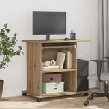 vidaXL Computerbureau - Bewerkt Hout - Eikenkleur - Ruimtebesparend