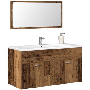 vidaXL Badschrank mit Spiegel Altholz-Optik Holzwerkstoff