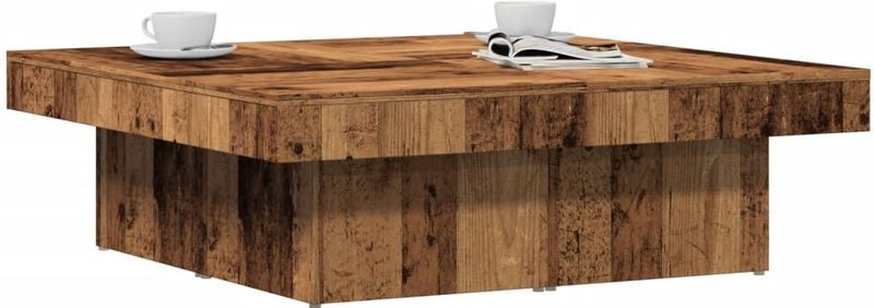 vidaXL Salontafel 90x90x28 cm bewerkt hout oud houtkleurig