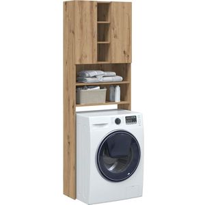 vidaXL - Wasmachinekast - 64x25,5x190 - cm - artisanaal - eikenkleur