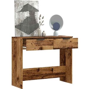 vidaXL - Wandtafelx36x75 - cm - bewerkt - hout - oud - houtkleurig