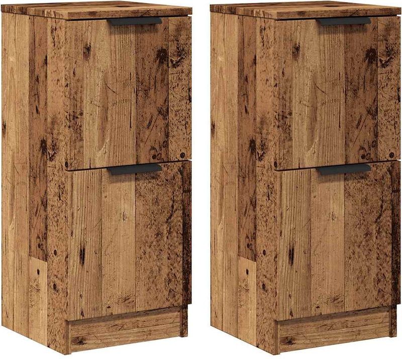 vidaXL - Dressoirs - 2 - st - 30x30x70 - cm - bewerkt - hout - oud - houtkleurig
