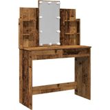 Schminktisch mit LED-Leuchten Altholz-Optik 96x40x142 cm vidaXL