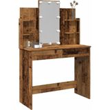 Schminktisch mit LED-Leuchten Altholz-Optik 96x40x142 cm vidaXL