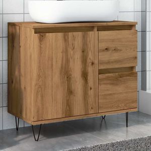 vidaXL Badkamerkast 65x33x60 cm bewerkt hout artisanaal eikenkleurig