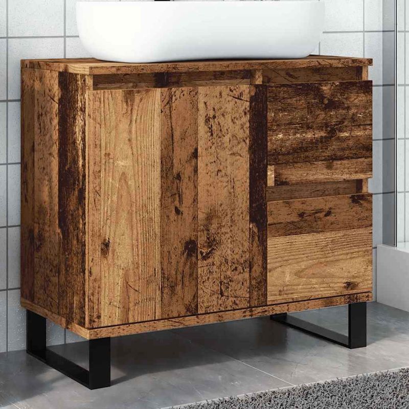 Waschbeckenunterschrank Altholz-Optik 65x33x60 cm Holzwerkstoff Vidaxl