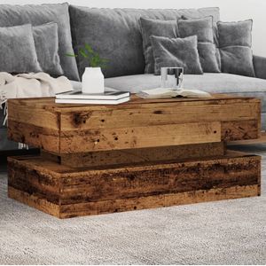 vidaXL Couchtisch mit LED-Leuchten Altholz-Optik 90x50x40 cm