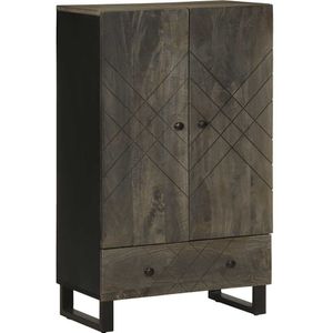 vidaXL - Hoge - kast - 60x33x100 - cm - massief - mangohout - zwart