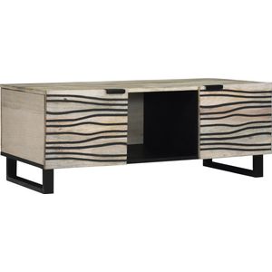 vidaXL - Salontafel - Wit, Zwart - Massief Mangohout, Ijzer