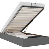 vidaXL Bedframe zonder matras 100x200 cm stof donkergrijs