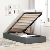 vidaXL Bedframe zonder matras 100x200 cm stof donkergrijs