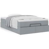 vidaXL Ottoman bed met matras 120x200cm stof lichtgrijs