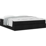 vidaXL Ottoman bed met matras 160x200cm stof zwart