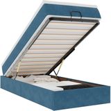 vidaXL - Ottoman - bed - met - matras - 90x200cm - fluweel - donkerblauw