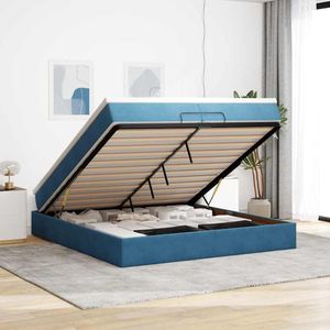 vidaXL - Ottoman - bed - met - matrassen - 200x200cm - fluweel - donkerblauw
