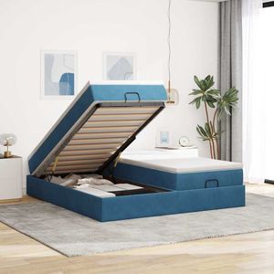 vidaXL Ottoman bed met matrassen 180x200cm fluweel donkerblauw