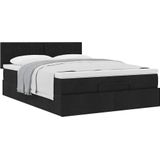 vidaXL - Bed - met - matras - 140x200 - cm - stof - zwart
