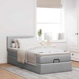vidaXL - Bed - met - matrasx200 - cm - stof - lichtgrijs