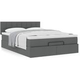 vidaXL - Bed - met - matrasx200 - cm - stof - donkergrijs