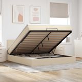 vidaXL - Ottoman - bed - met - matras - 180x200cm - stof - crèmekleurig