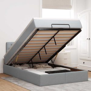 vidaXL - Bed - met - matras - 120x200 - cm - stof - lichtgrijs