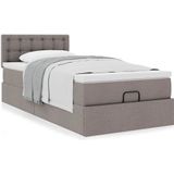 vidaXL - Bed - met - matras - 100x200 - cm - stof - taupe