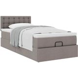 vidaXL - Bed - met - matras - 100x200 - cm - stof - taupe